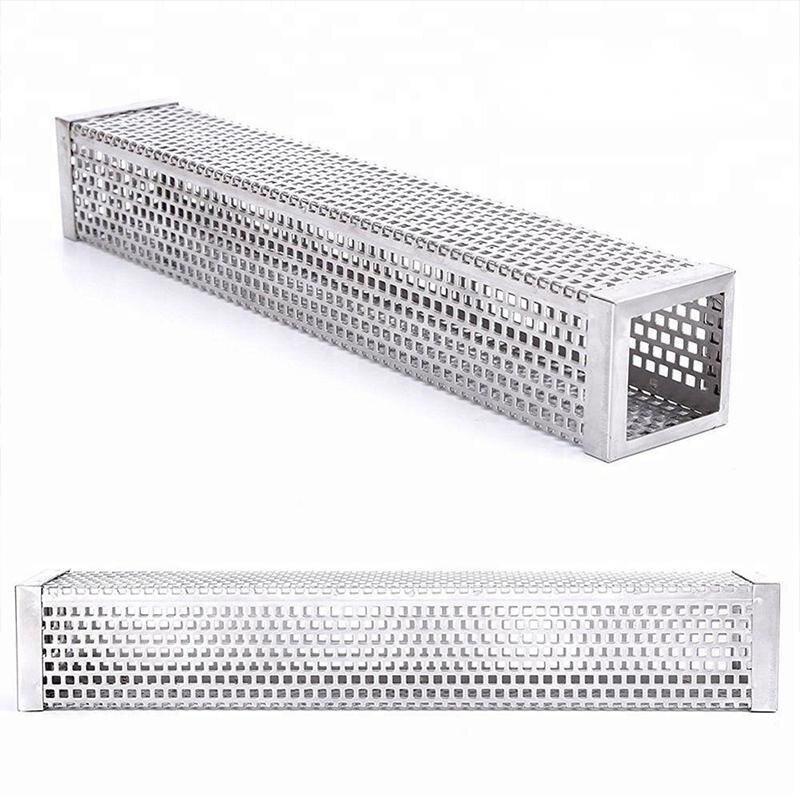 Square 6/12 inches BBQ Wood Pellet Smoker Tube Stainless Steel Smoke Generator Mesh Pipe for Grill or Cold Smoking