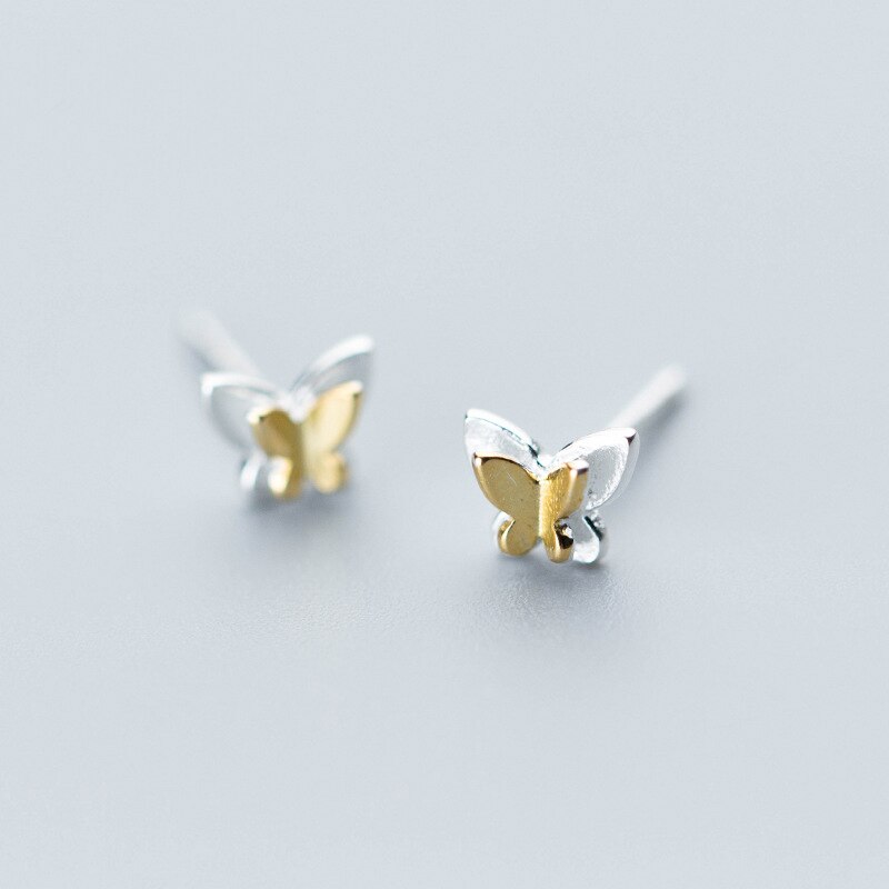 Mloveacc ægte 925 sterling sølv guld sommerfugl øreringe til kvinder brincos sølv smykker bijoux: Default Title