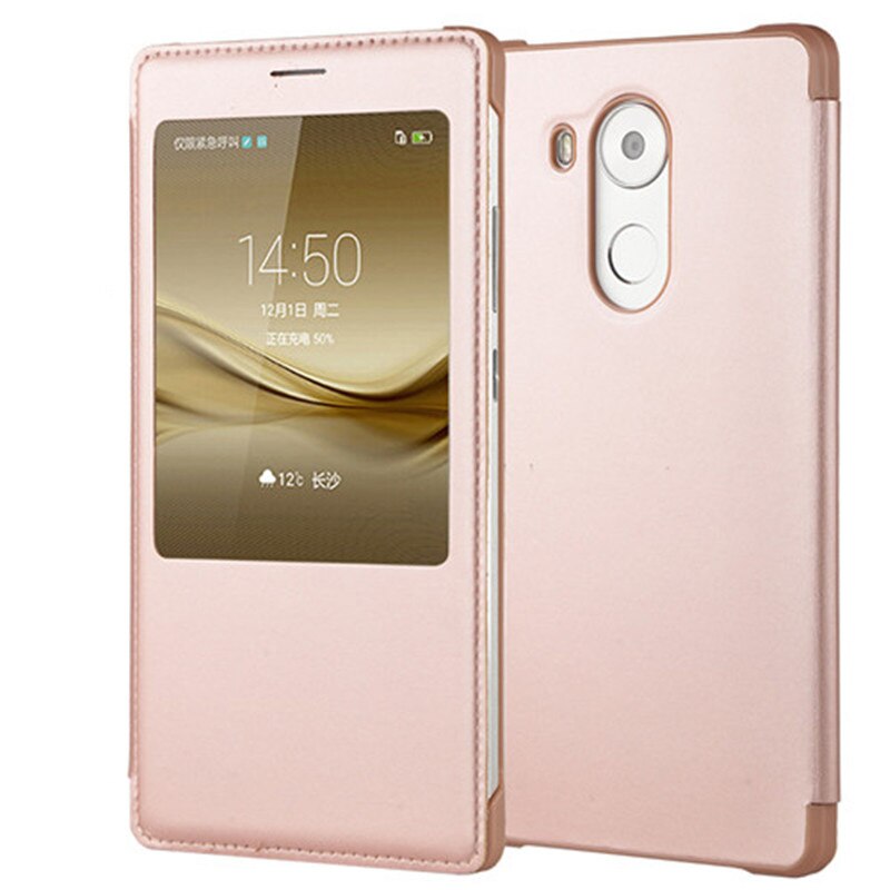 LEPHEE for Huawei Mate 8 9 Case Huawei Ascend Mate8 Cover GOLD Hard Back Cover Window Flip Leather Cases for Huawei Mate8 10: For Huawei mate 9 / Rose Gold