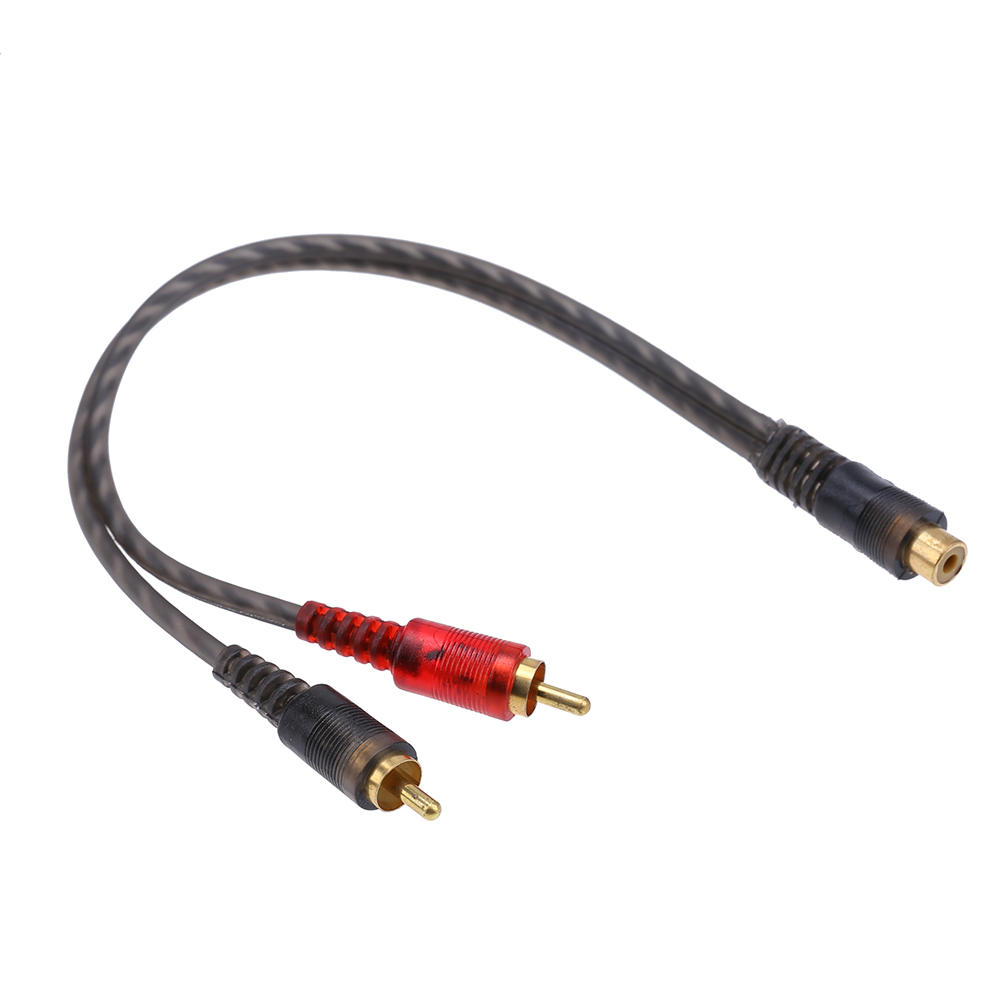 RCA 1 hembra a 2 macho Y adaptador divisor conector 1 hembra a 2 macho RCA Y cable divisor para sistema de Audio de coche reproductor de subwoofer