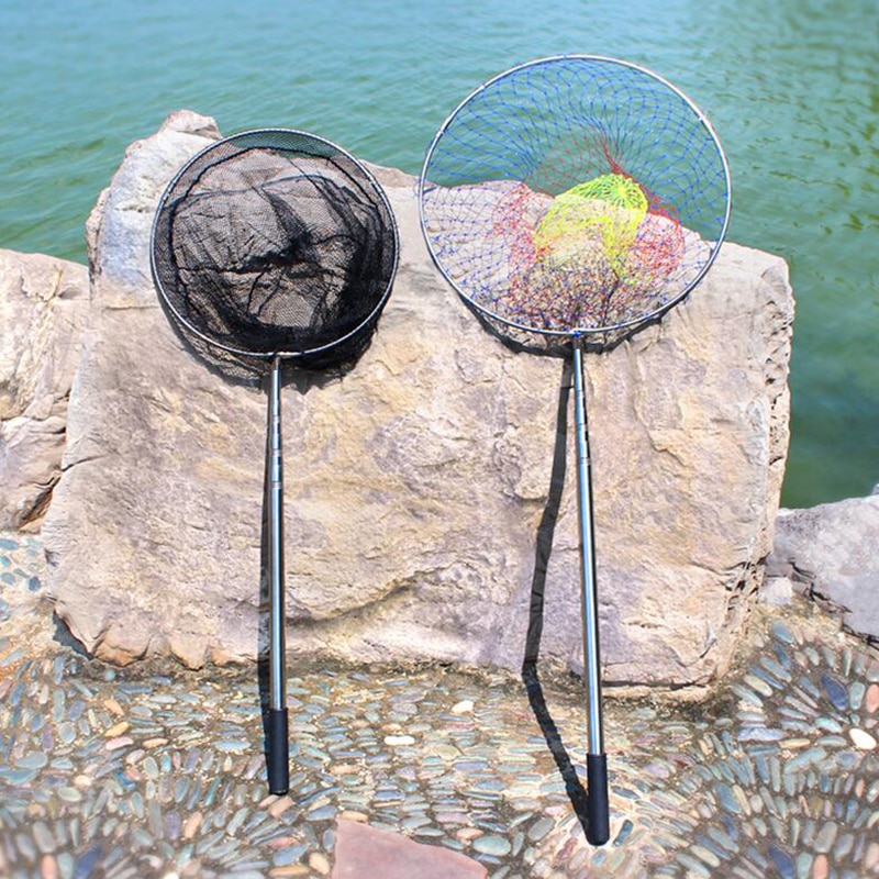 Fishing landing nets stainless steel folding fishing network colorful nylon mesh carp fish equipment