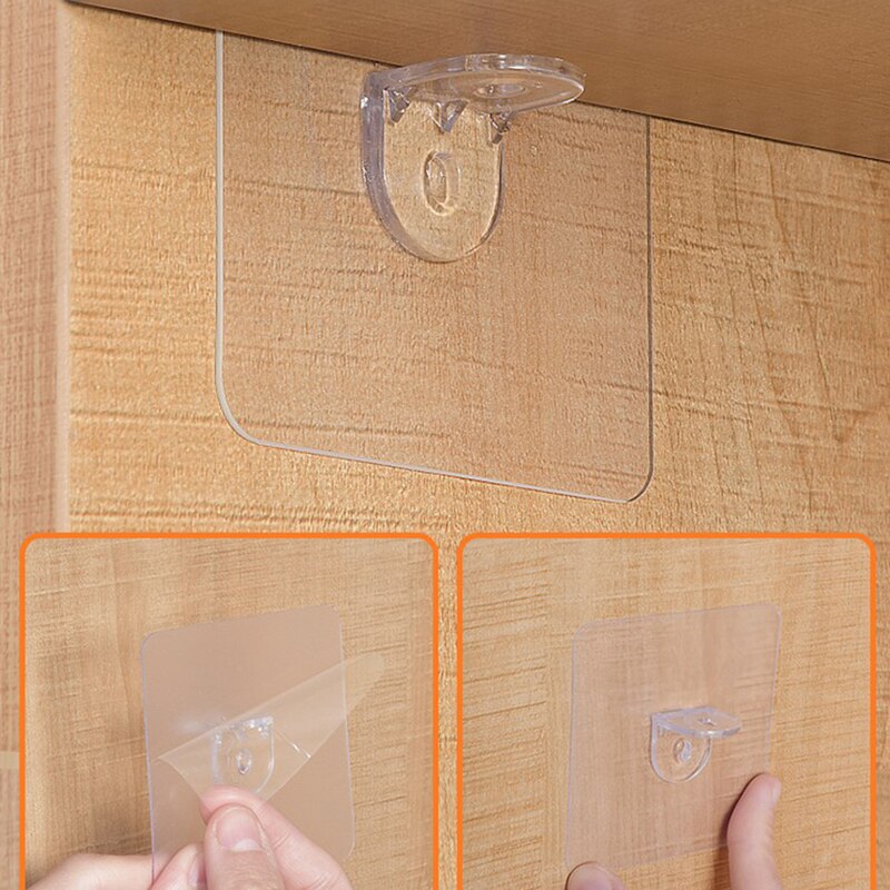 4/8Pcs Plastic Shelf Support Clips Adhesive Pegs Closet Cabinet Shelf Support Clips Wall Hanger For Kitchen Bathroom Wardrob