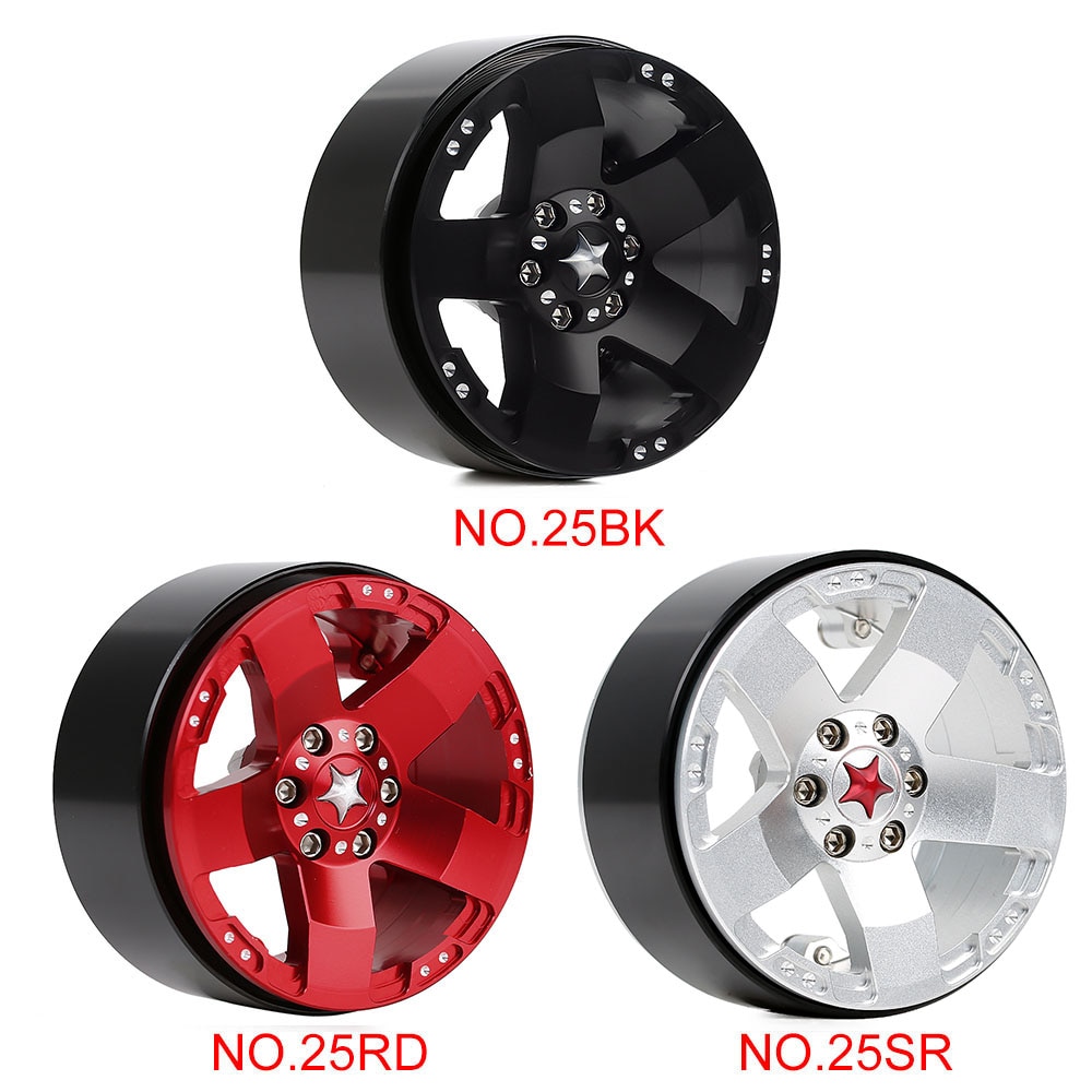 Injora 4 stk metal 2.2 beadlock hjul fælge 5 eger nav til 1/10 rc rock crawler axial scx 10 90046 rr10 wraith traxxas trx 4