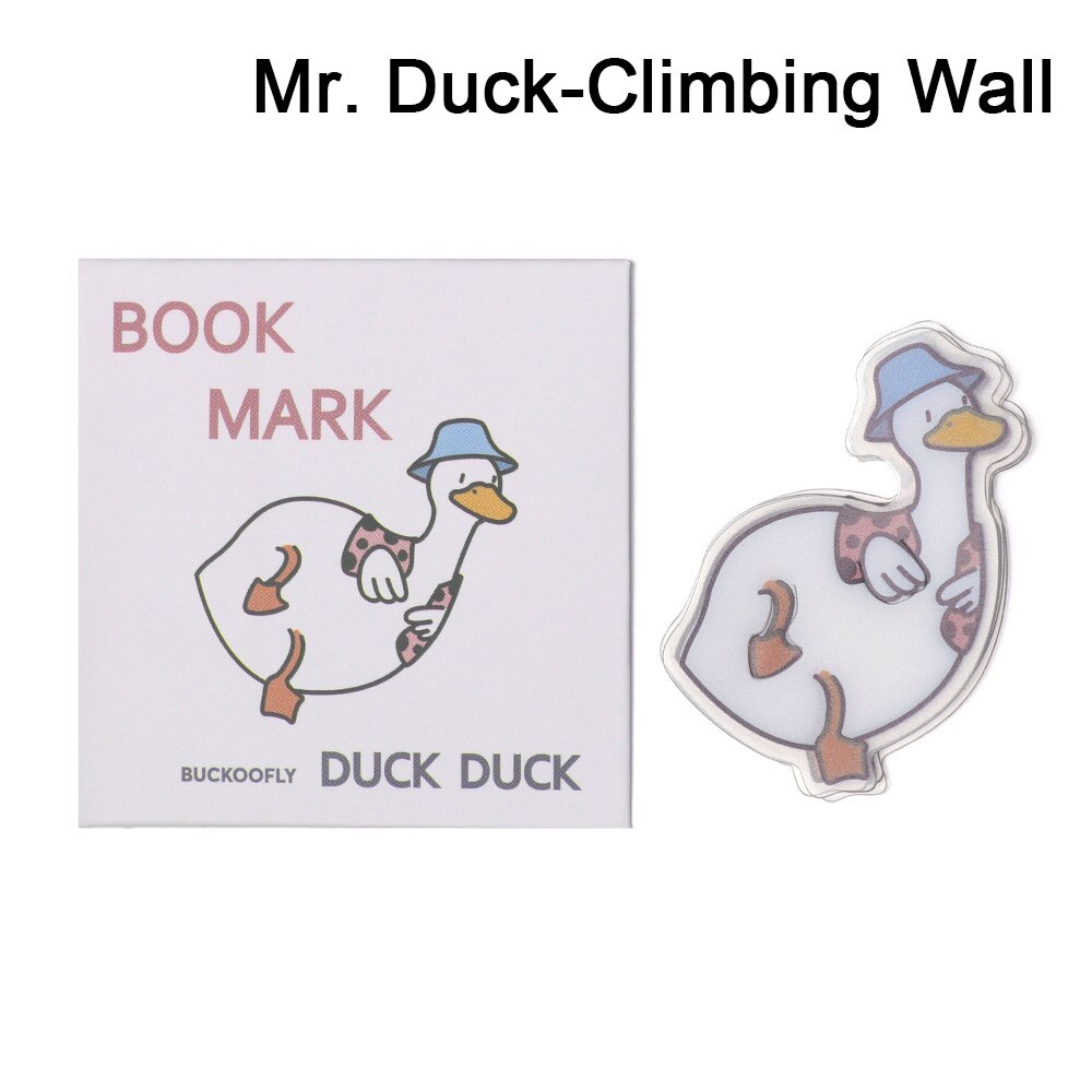 5Pcs Boxed Funny Mini Bookmark Book Pagination Clip Students Hollow Book Page Folder: Mr Duck-Climb Wall
