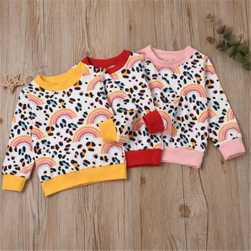 0-24M enfant en bas âge enfants bébé garçons filles léopard arc-en-ciel imprimé pull sweat automne hiver bébé infantile à manches longues hauts