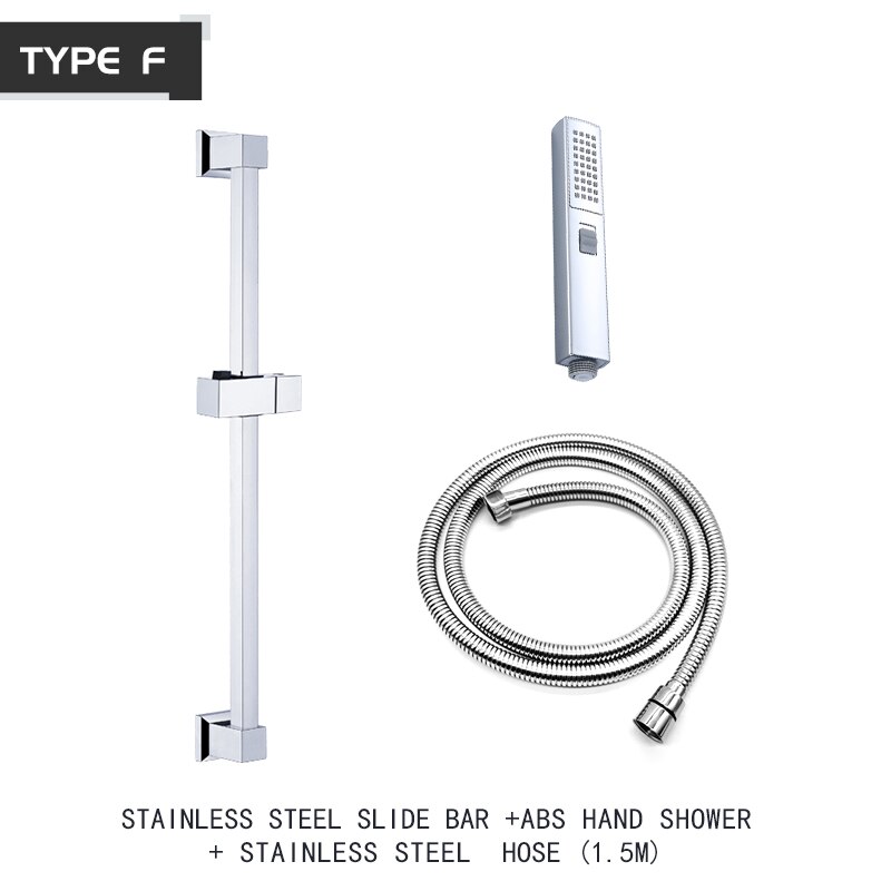 Shower Head Sliding Bar Wall Mount Shower Rail Slide Bar Silver Chrome Finished Adjustable Hand Hold Bracket Bathroom Shower Rod