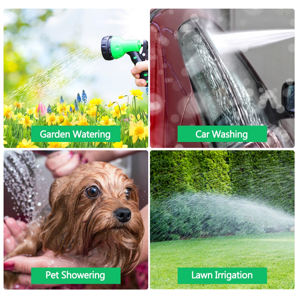 Recoil Garden Hose 7 Spray Patterns High Pressure Mist Hand Sprayer Sprinkler for Floor Fence Patio Pet Shower Lawn Irrigation