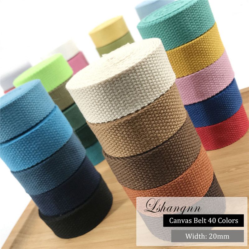 20mm Canvas Webbing 45 YardsLength Heavy Canvas Webbing Strap Belting Bag Strap Tape For DIY Bag Luggage Colorful