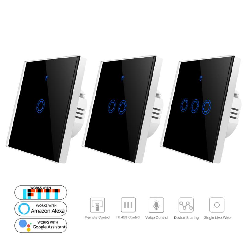 European Standard Smart WiFi Touch Switch Alexa Voice Control Smart Wifi Wall Switch Smart Switch 1000W For IOS/Android Phones