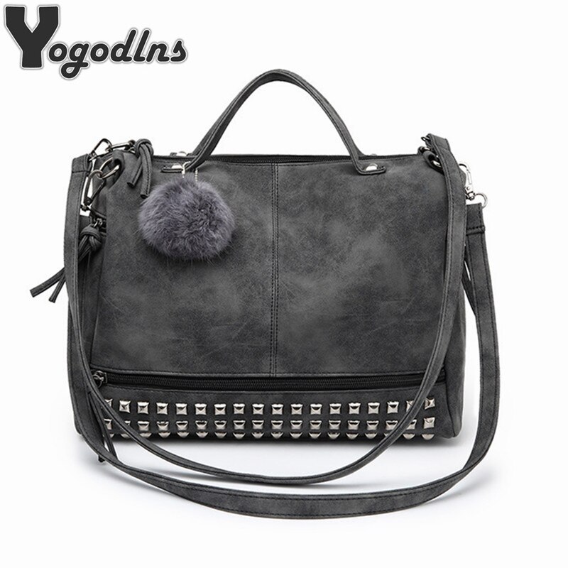 Sacs à main en cuir Nubuck Vintage pour femmes, sacoches à rivets plus grands, sac à bandoulière pour moto
