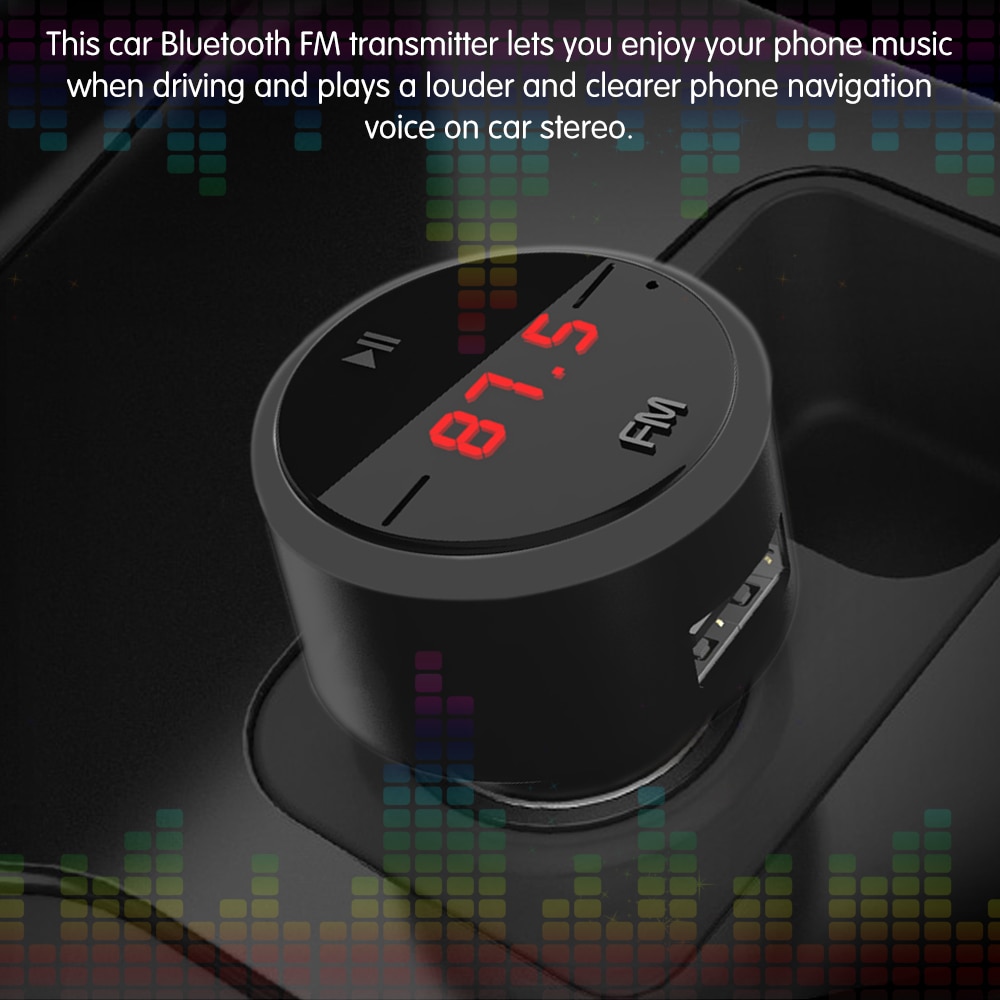Onever Bluetooth Carkit Muziekspeler Fm-zender Modulator 3.1A Dual USB Auto-oplader Ondersteuning U Disk Play & Voltmete zwart