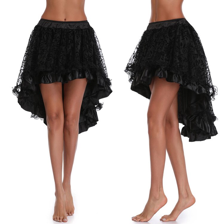 Vrouw Vintage Lace Up Rok Middeleeuwse Gotische Stijl Paleis Prinses Nobele Onregelmatige Hight Taille Ruche Rits Feestavond Rokken