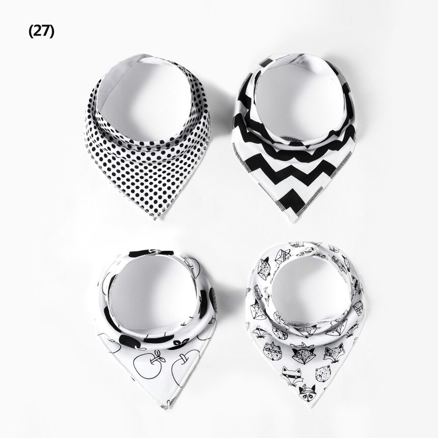 4 stycken haklappar för pojkar och flickor rapsdukar bandana haklappar babybandana vattentäta dribbla haklappshanddukar för spädbarn: Mönster 24