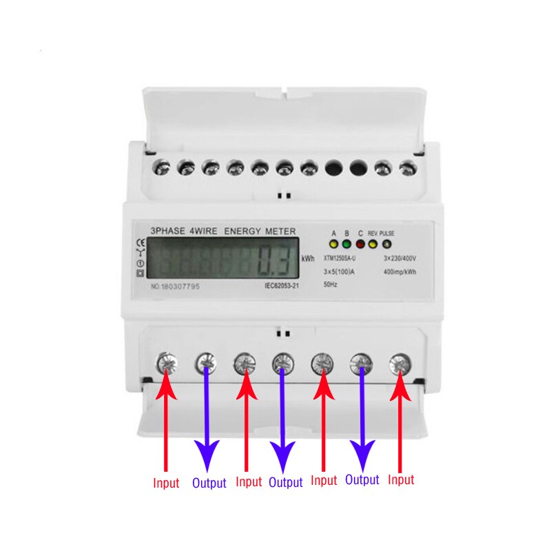 Din Rail Type Digitale Kwh Meter Smart 3-Fase 4-Wire Elektronische Watt Power Energy Meter Ac Zeven cijfers Display Lcd