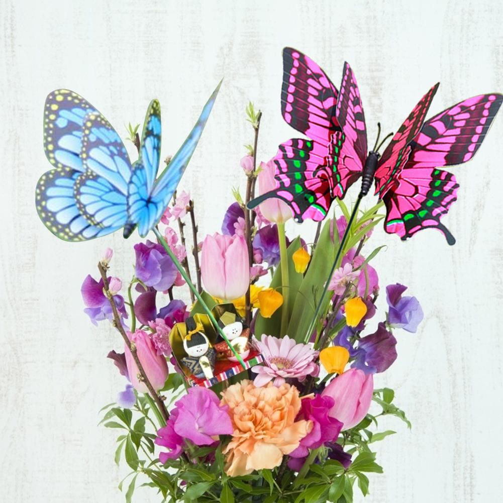 Piquets papillon colorés 3D en PVC, 4 pièces, jardinière de jardin, décoration de Pot de fleur d&#39;extérieur