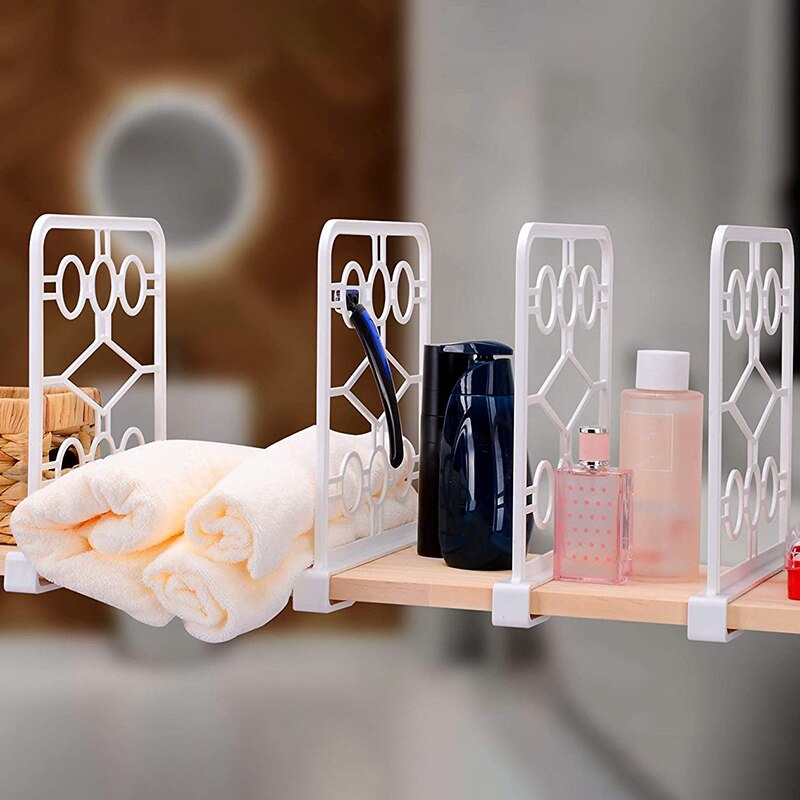 Paquet de 4 séparateurs d'étagère de placard-organisateur en plastique incassable-parfait pour les placards, les armoires de cuisine, les pâtisseries et les étagères