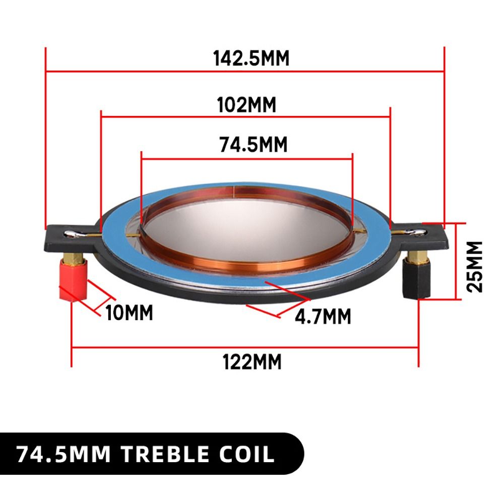 1pc schwarz 34,4 44,4 1, 5 51,3mm Kern Kupferdraht Hochtöner Schwingspule Membran Titan Film Höhen lautsprecher Höhen spule Reparatur: schwarz