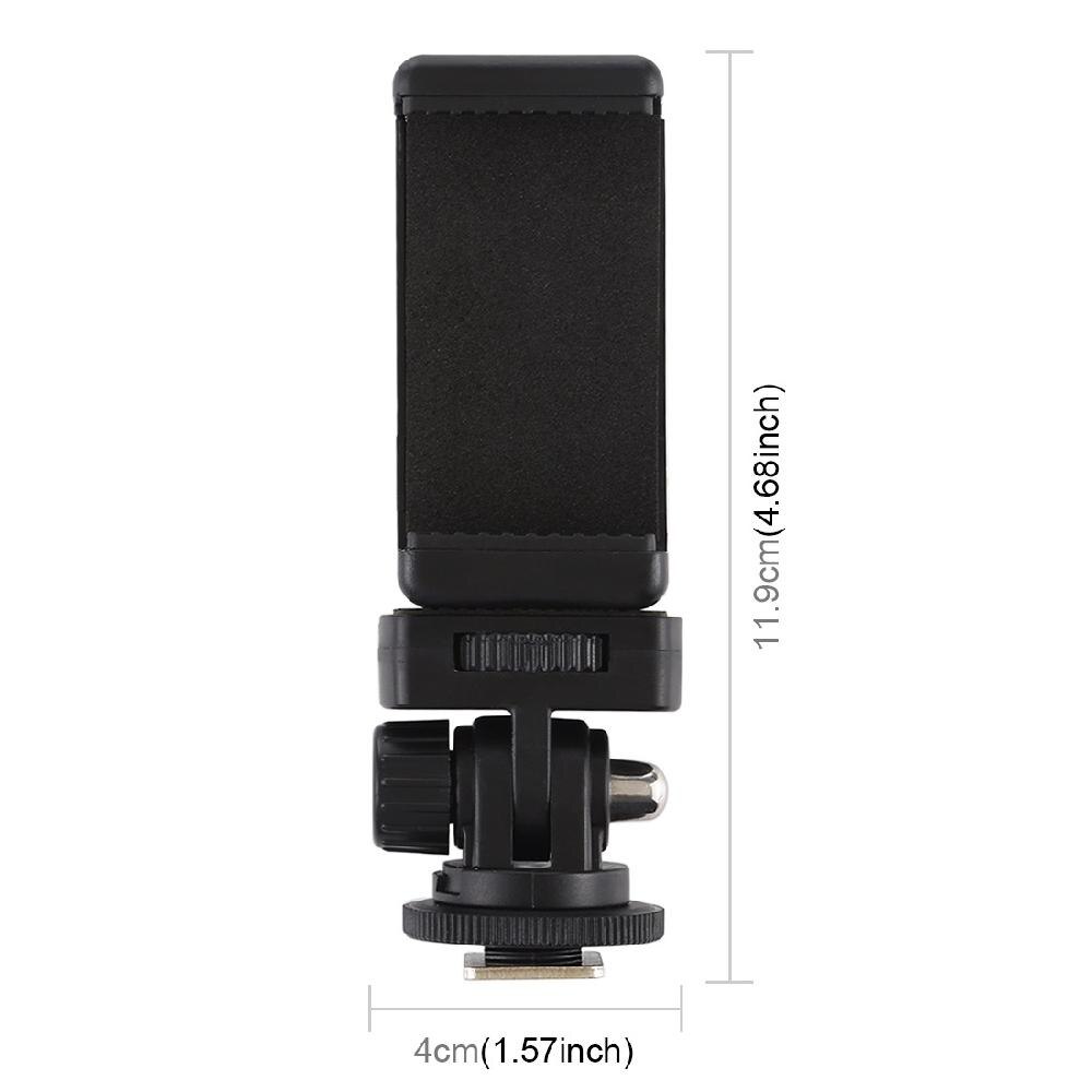 1/4 Screw Tripod Cold Shoe Head with Mobile Phone Clip Universal SLR Camera Holder