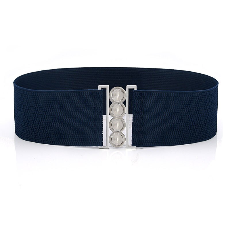 Curele elastice late elastice de lux pentru femei rochie cu cataramă metalică argintie curea din țesătură corset feminin accesorii de îmbrăcăminte: Albastru închis