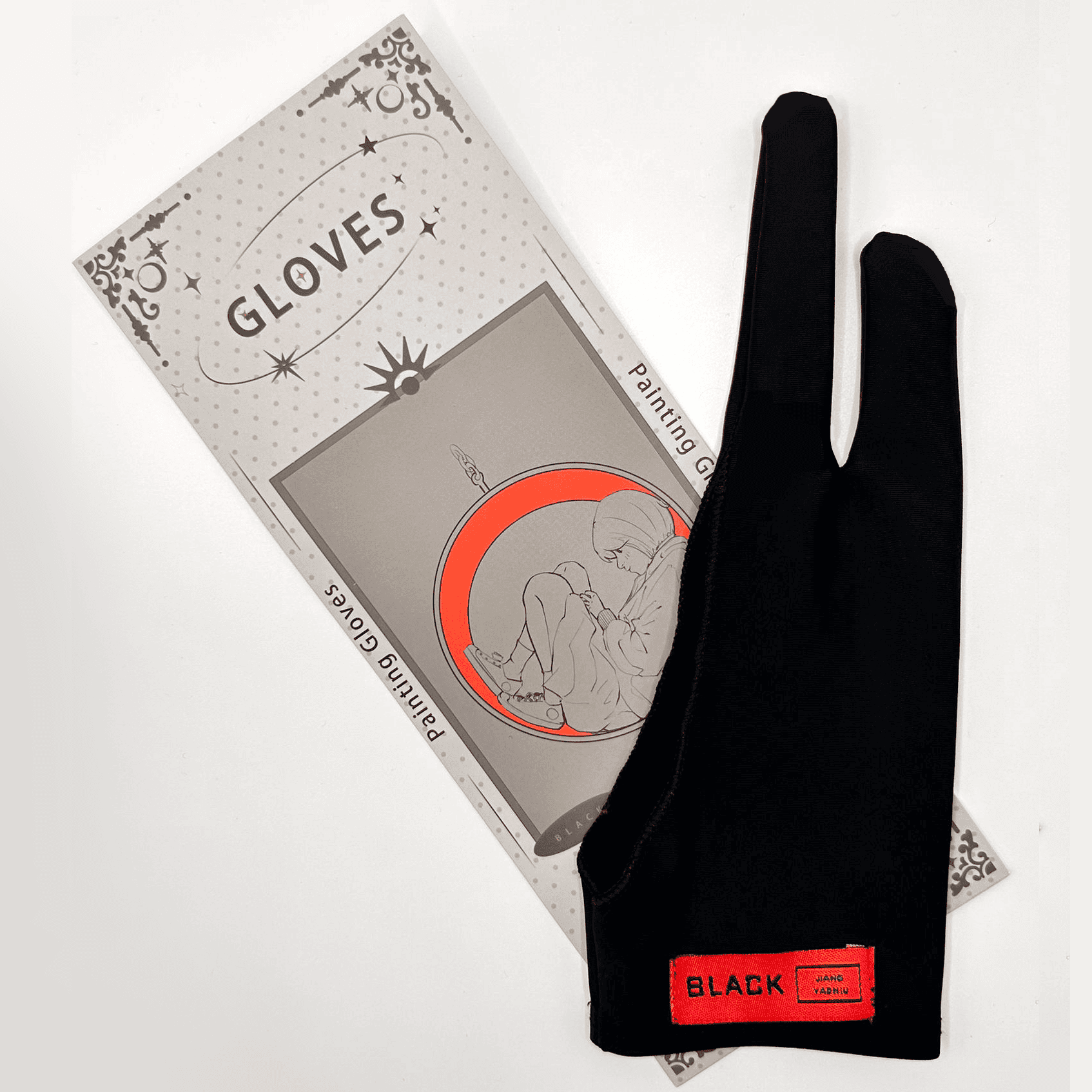 Leuke handschoen met twee vingers voor iPad/grafische tekentablet HUION / WACOM/XP-PEN, zweetbestendige handschoen voor het schetsen van schilderkunststudenten
