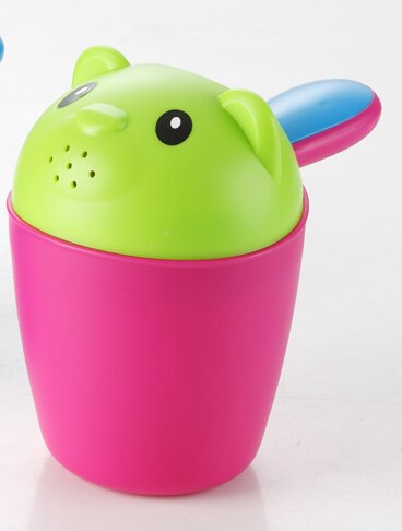 2 stuks baby kinderen cartoon beer badbeker baby shower shampoo beker bailer baby shower water lepel bad wasbeker: Roze