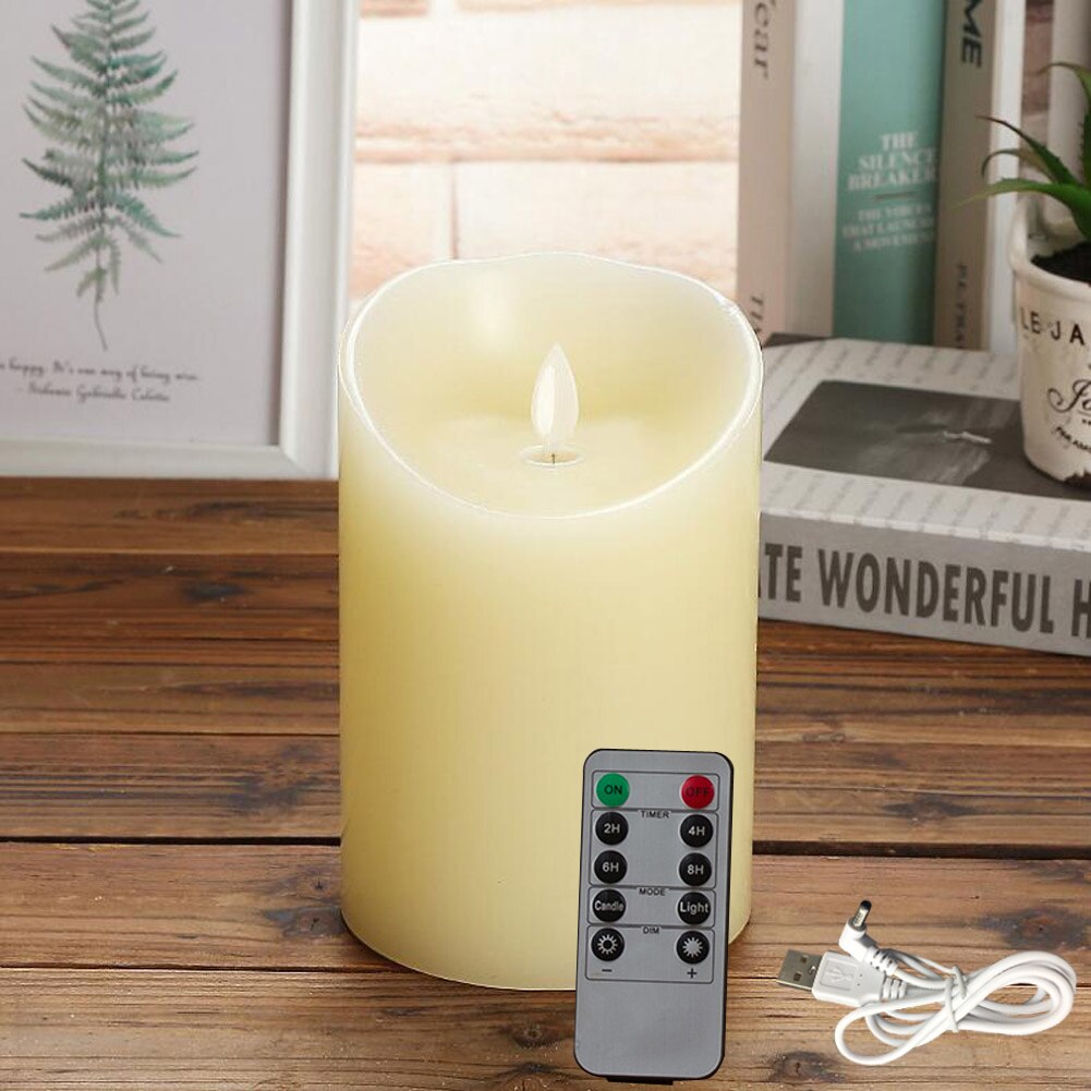 Rechargeable Candles Lights, LED Flameless Candles Smooth Flickering Candle Light with Timer Remote Control for Home Decoration: 1pcs 7.5x12.5cm RC