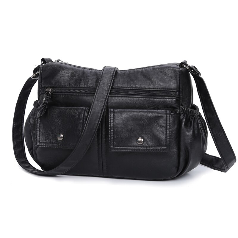 Annmouler-sac à bandoulière en cuir Pu pour femmes, sac à épaule noir doux, pochettes, sacoche pour dames, bourse pour dames, décontracté: Default Title