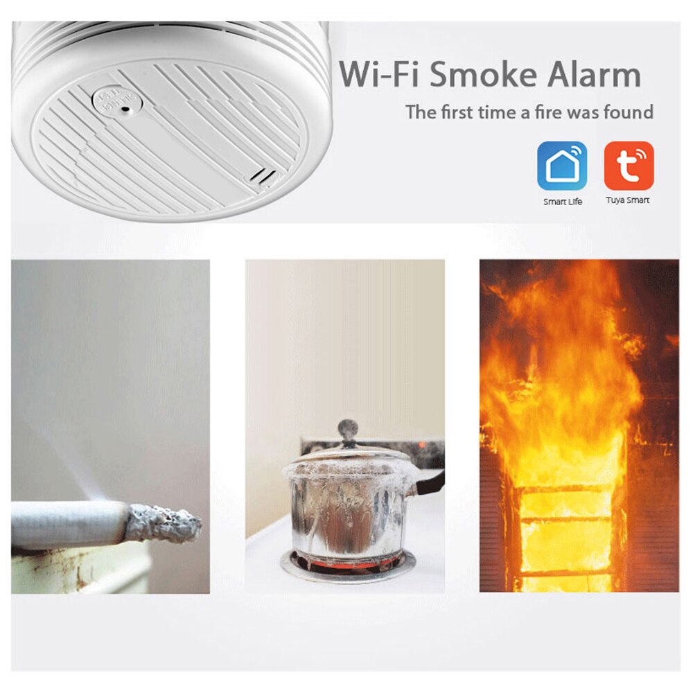 Wifi Smoke Detector Smart Fire Alarm Sensor Wireless Security System Smart Life Tuya APP Control Smart Home