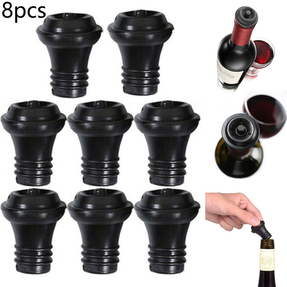 8pcs/set Rubber Wine Bottle Saver Vacuum Stoppers Preserver Saver Vacu Vin Set Vacuum Stoppers Kitchen Supplies