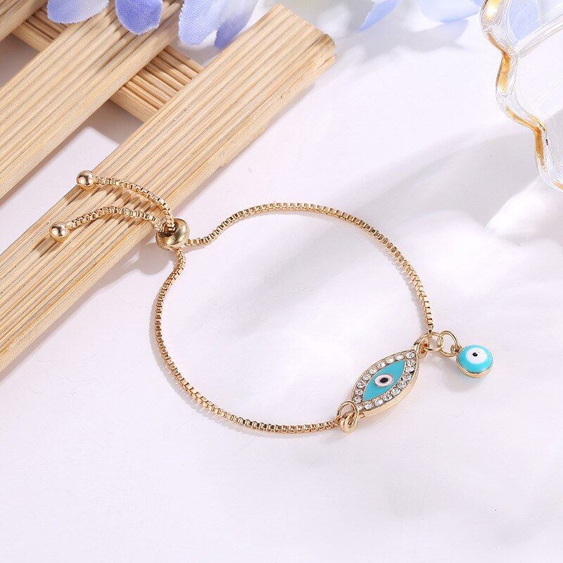 Neue Blau Bösen blick Armbinde Emaille Türkische Glück Auge Perlen Armbinde für Handgemachte Gold Ketten Glück Schmuck Frauen Schmuck pulseras