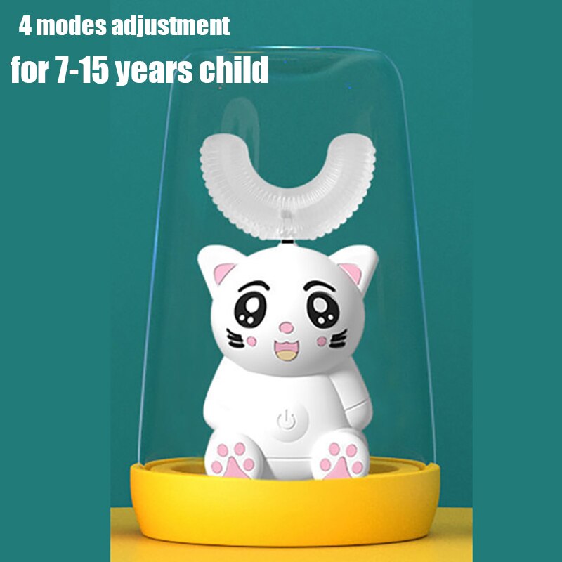 Smart U-Shaped Electric Toothbrush Kids Silicon Automatic Ultrasonic Teeth Tooth Brush Cartoon Pattern Children 360 Degrees Home: Uxingyashua-11