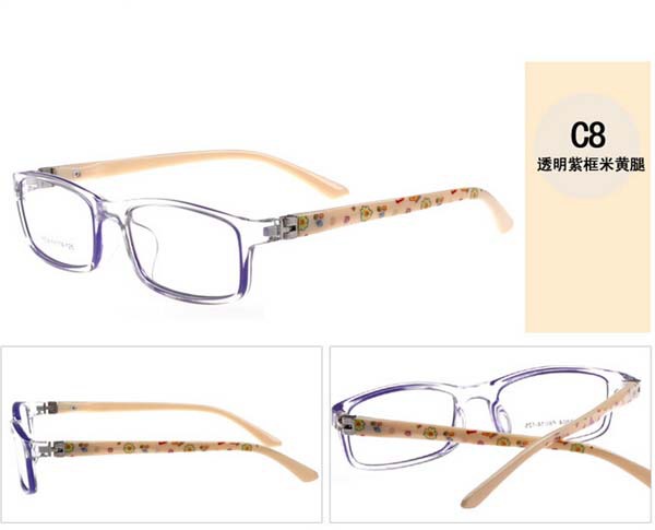 Ramme til optiske briller til børn dreng piger børn nærsynethed briller rammer ingen grad linser unisex ramme 8804: C8 beige gule