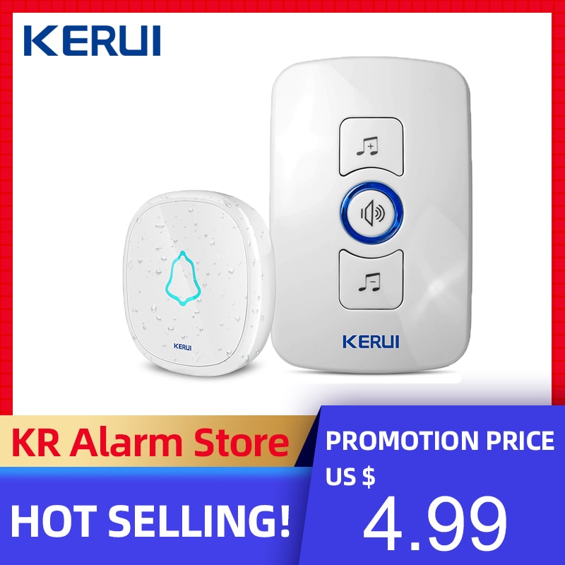 KERUI Home Security Wireless Welcome Emergency Alarm Door Bell 433MHz Entry Door Alert Waterproof Button Doorbell