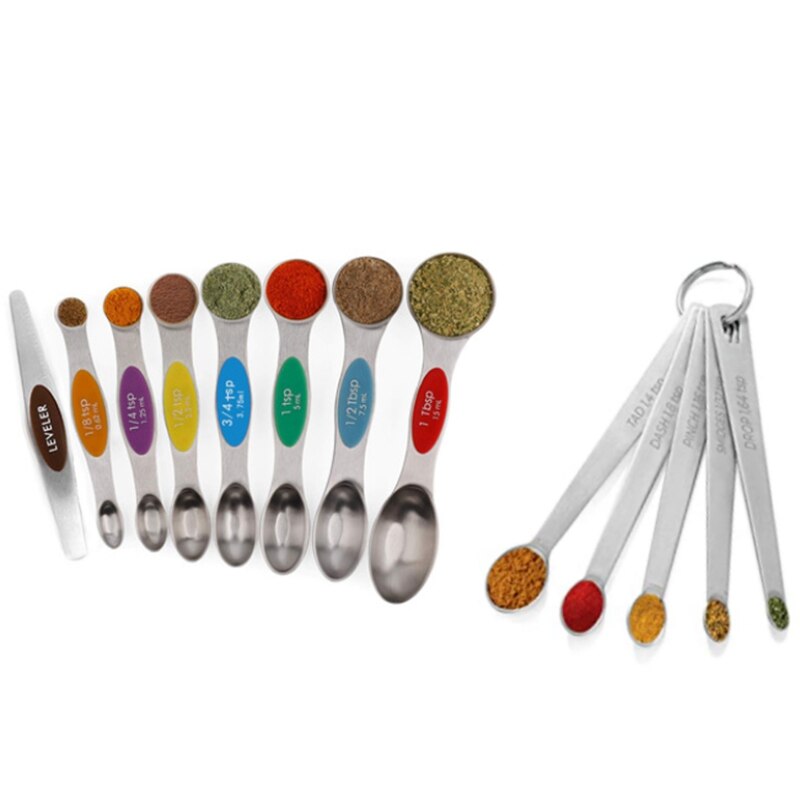 13 Piece Stainless Steel Measuring Spoons Set, Dual Sided Stackable Teaspoon for Measuring Dry and Liquid Ingredients: Default Title