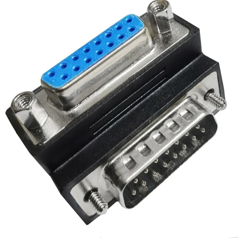 Db15 adaptador Vga15 P de 90 grados, conector recubierto de níquel D Sub15, ángulo recto, macho a hembra, Vga, adaptador de 15 Pines, convertidor de acoplador: Blanco