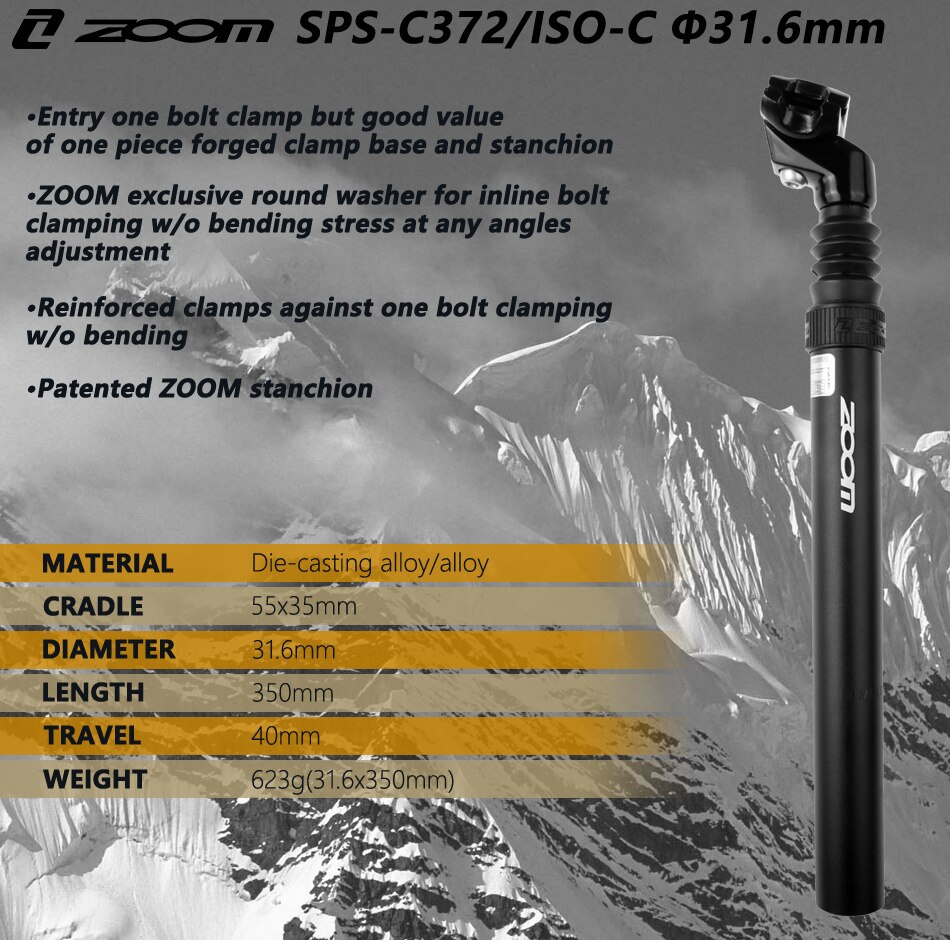 zoom fjæringe setepinne 27.2/31.6mm mtb landeveissykkel setepinne aluminium landeveissykkel damesykkel salrør sykkeldeler demper setepinne