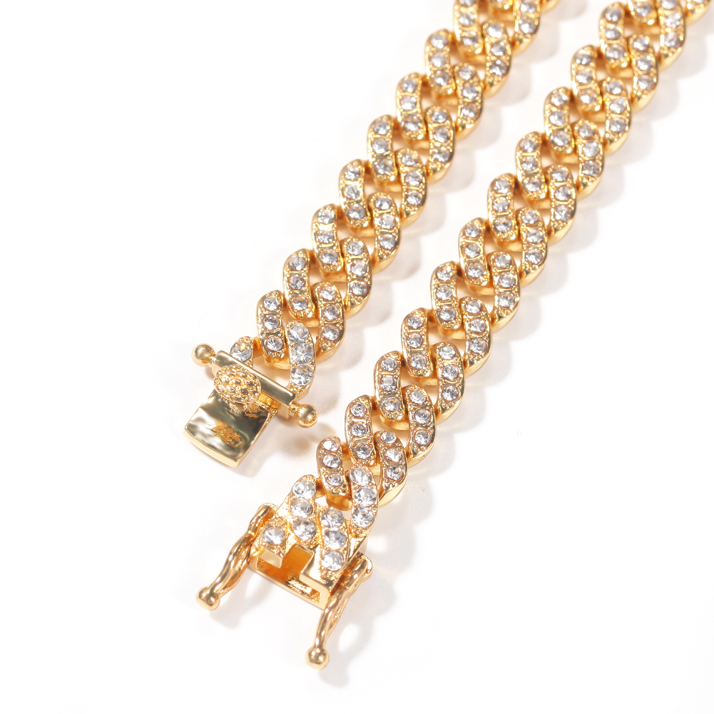 Uwin 9Mm Miami Link Rhinestone Cubaanse Ketting Volledige Iced Out Punk Bling Charm Hip Hop Sieraden Statement Ketting