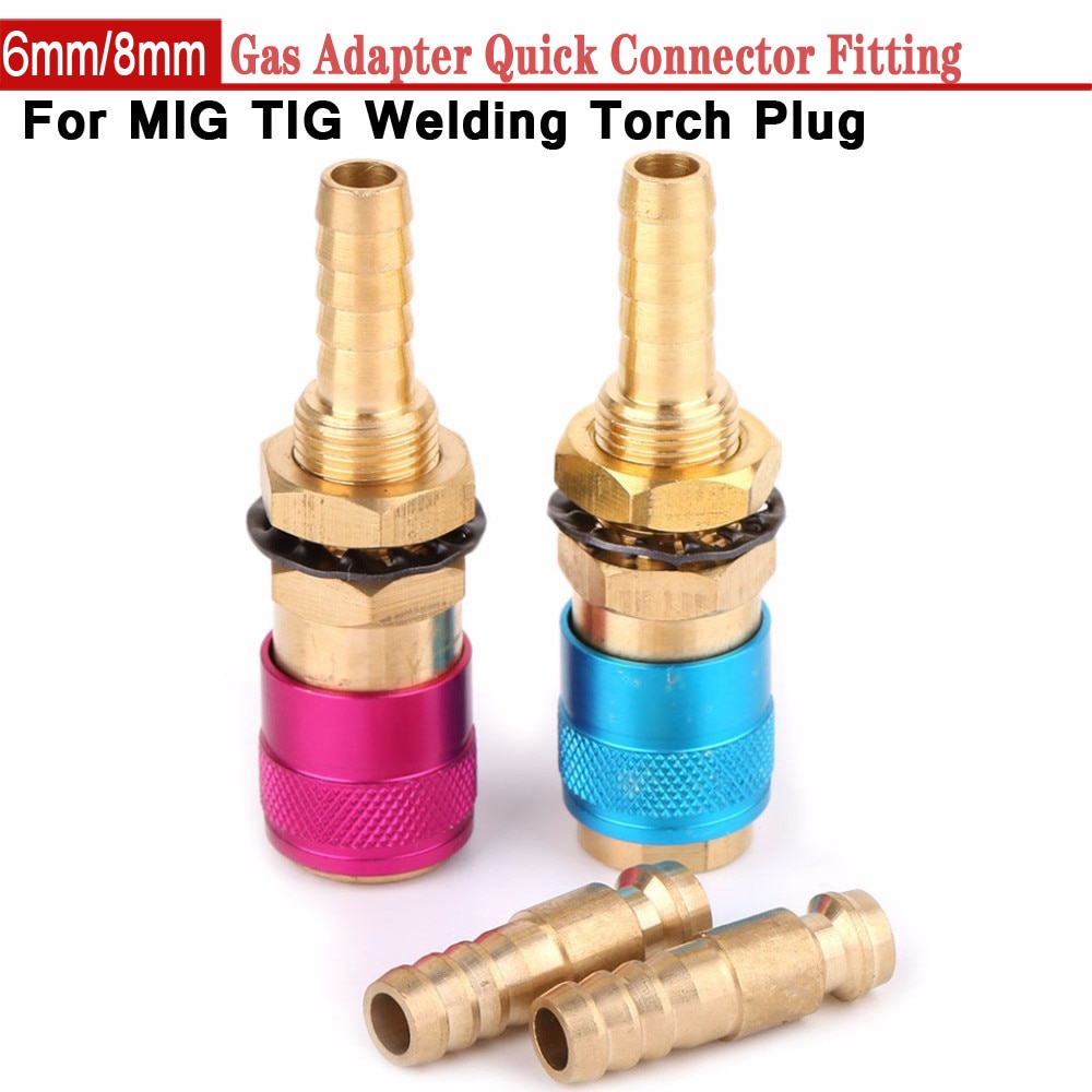 6mm/8mm/10mm Water Cooled &amp; Gas Adapter Quick Hose Connector Fitting For MIG TIG Welding Torch Plug Hardware Tool