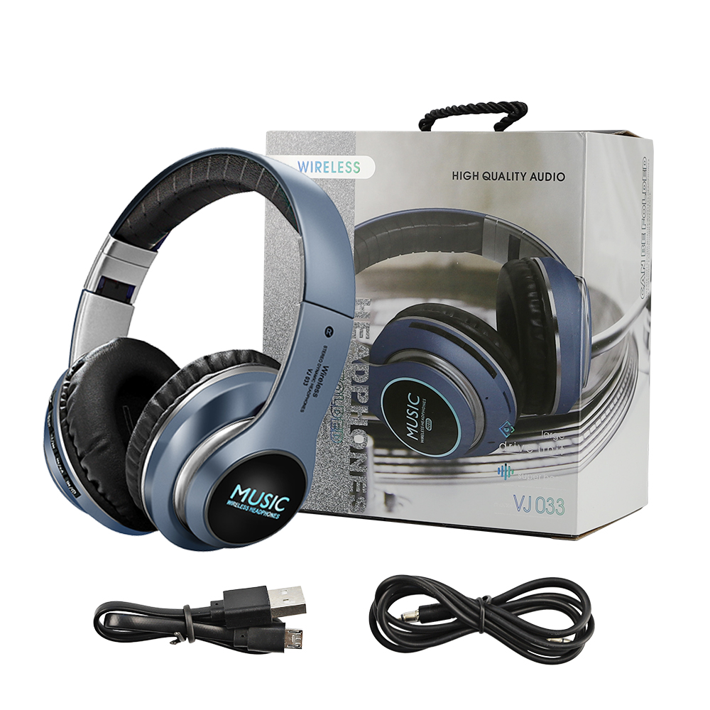Portable Bluetooth Headphones HIFI Stereo Wireless Earphone Gaming Headsets Over-ear Noise Canceling With Mic Support TF Card: TD-T15-Y-Blue