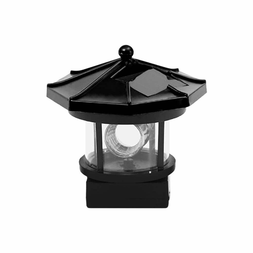 Led-baken op zonne-energie met roterende lichtstraal, vuurtoren op zonne-energie, huis- en tuindecoratie, hek, gazonlamp, lichtslinger