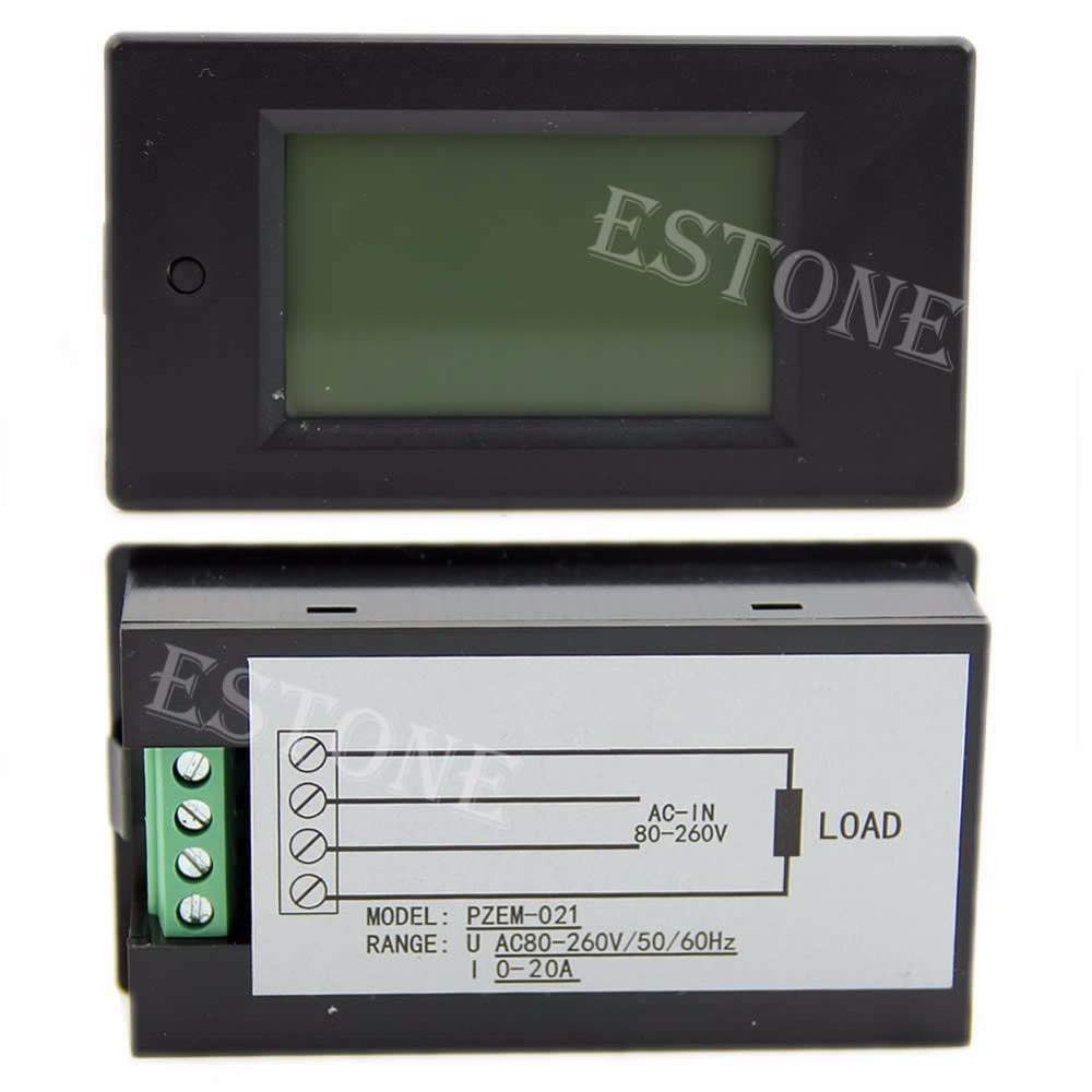 AC 80-260V LCD Digitale 20A Volt Watt Power Meter Ammeter Voltmeter