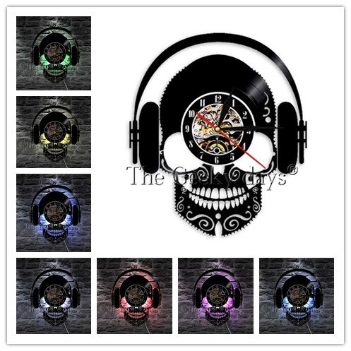 Schimpanse Denker Affe Gorilla 3D Wanduhr Kopfhörer Schallplatte Wanduhr ICH Liebe Gute Musik Persoanlity Zauberstab Kunst Dekorative: verrotten / 12 Zoll ohne LED