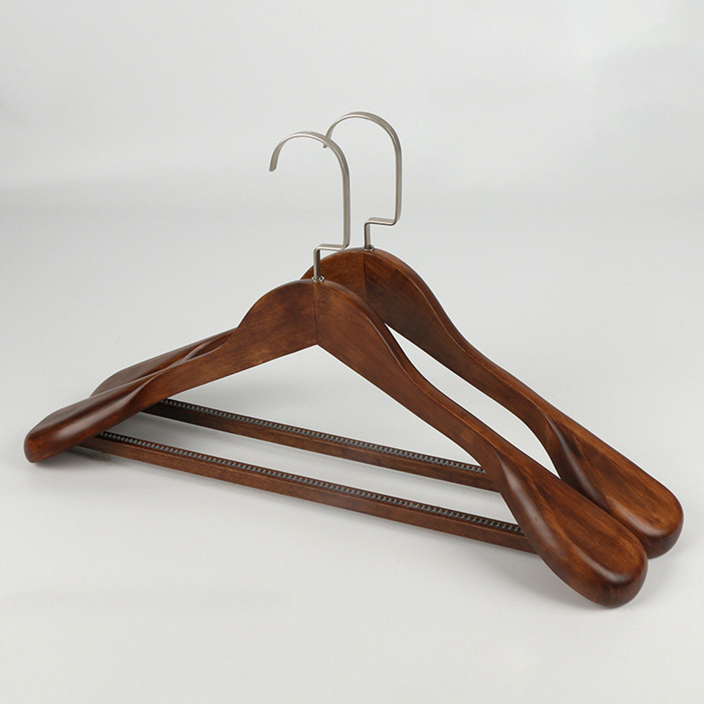 1PC Wood Hangers For Clothes High-Grade Wide Shoulder Wooden Coat Hangers - Solid Wood Suit Hanger Home Organizers Hanger: D