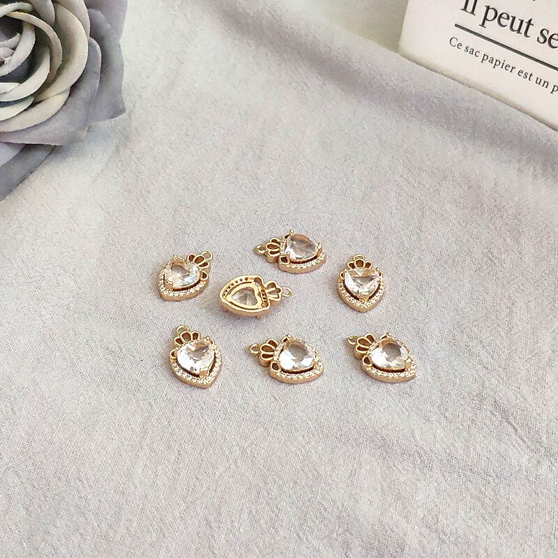 ! 18 x 11mm 50 stk krystall/kubikk zirconia hjerteform sjarm til øredobber gjør-det-selv deler, smykkefunn og komponenter