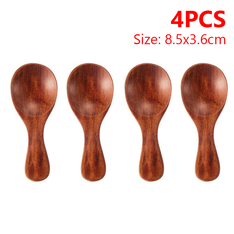 Mini cucharas de madera para cocina, cuchara para condimentos de especias, café, té, azúcar, cucharaditas, mango corto, vajilla para el hogar, 8/1 Uds.: Blanco