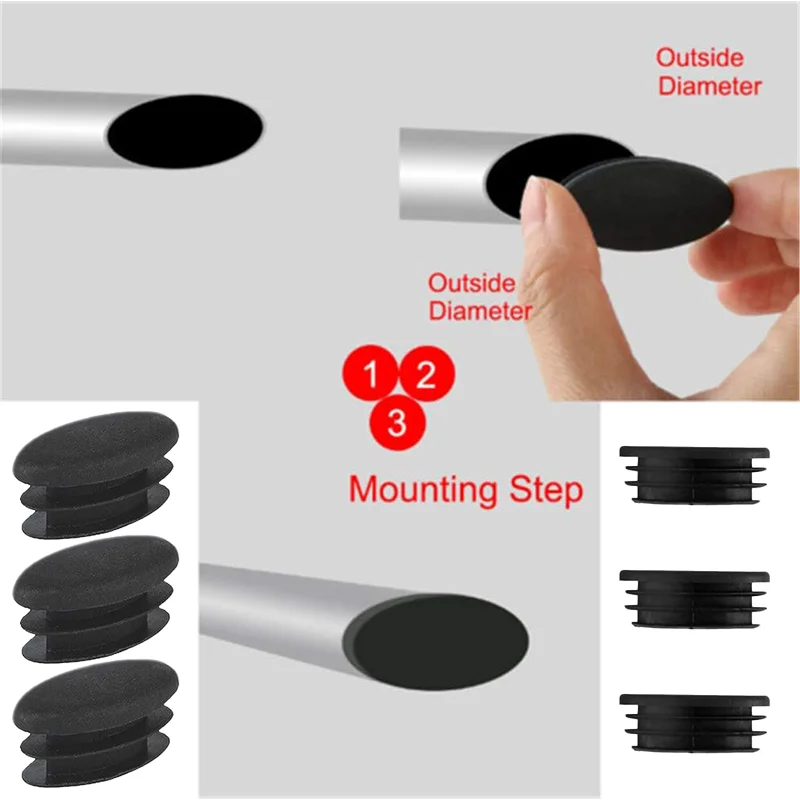 50/100pcs Oval Chair End Caps Tubing Plug Cap Furniture Oval Pads Silicone Chair Leg Cap for Desk Protector Leveling Feet System