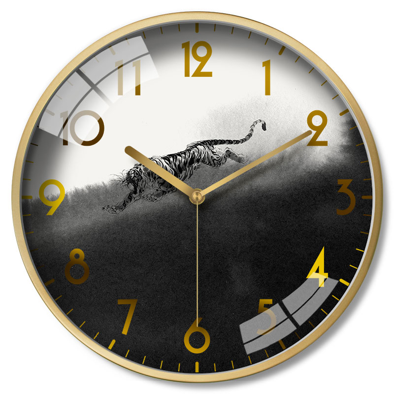 Slaapkamer Mute Circulaire Persoonlijkheid Horloge Licht Luxe Opknoping Horloge Inkt Schilderij Set Klok Chinese Stijl Modern Timer: TJ047