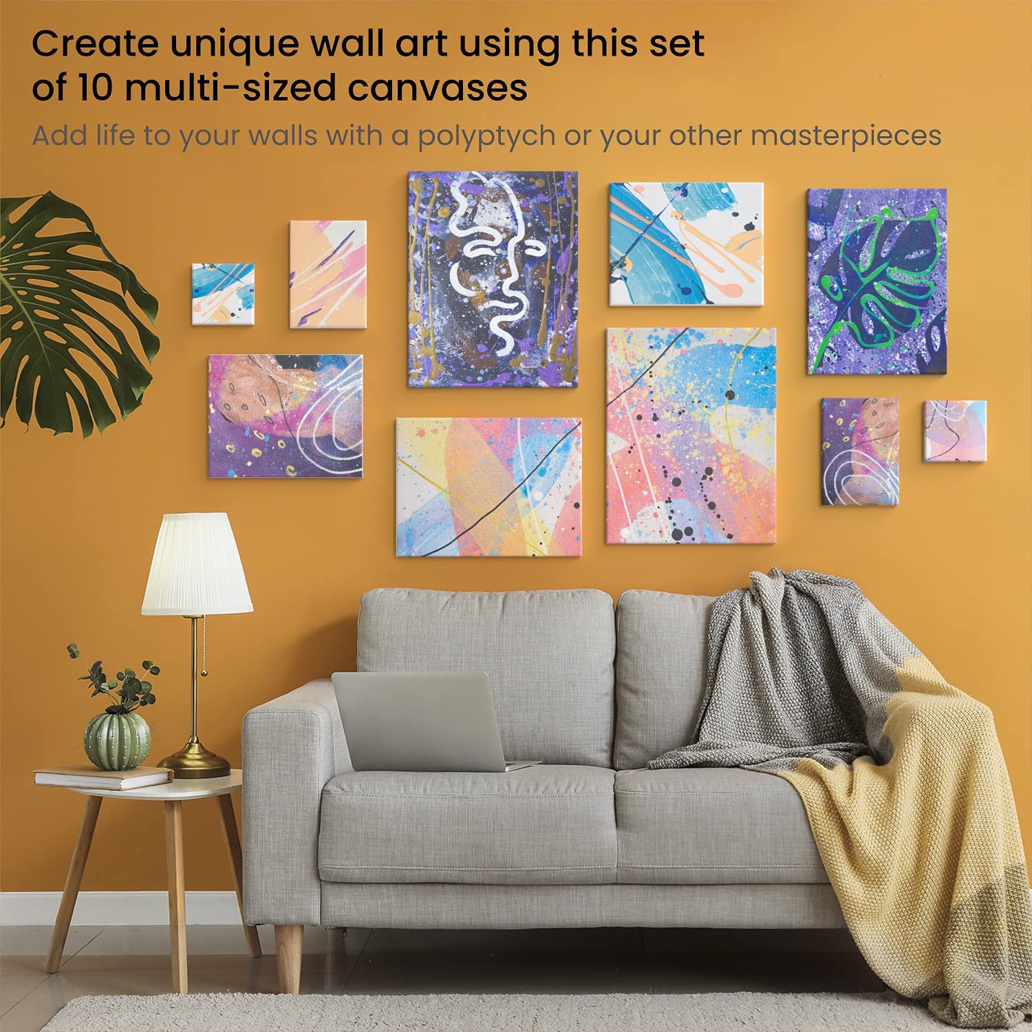 Locsyuve 16x16 inch Stretched Canvas, 100% Cotton, 8 oz Primed 4-Pack, White Blank Canvas for, Acrylic, Oil Paint