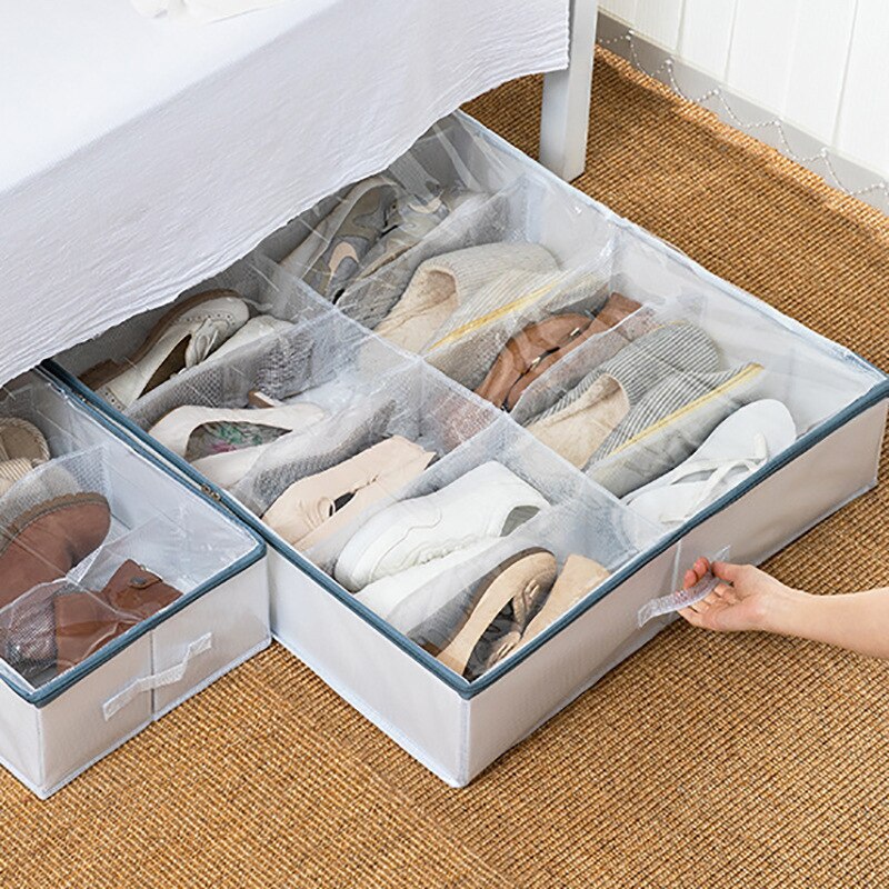 Foldable Drawer Organizer For Shoe Adjustable Bed Bottom Shoe Storage Box Large Capacity Dust-proof Shoe Box Washable And Foldab