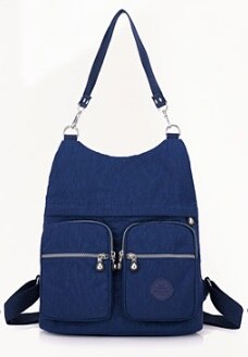 Jinqiaoer Kleur Vrouwelijke Tas Waterdichte Nylon Tas Vrolijk Grote Capaciteit Rugzak Beknopte Sfeer Rugzakken Boodschappentas: Deep Blue